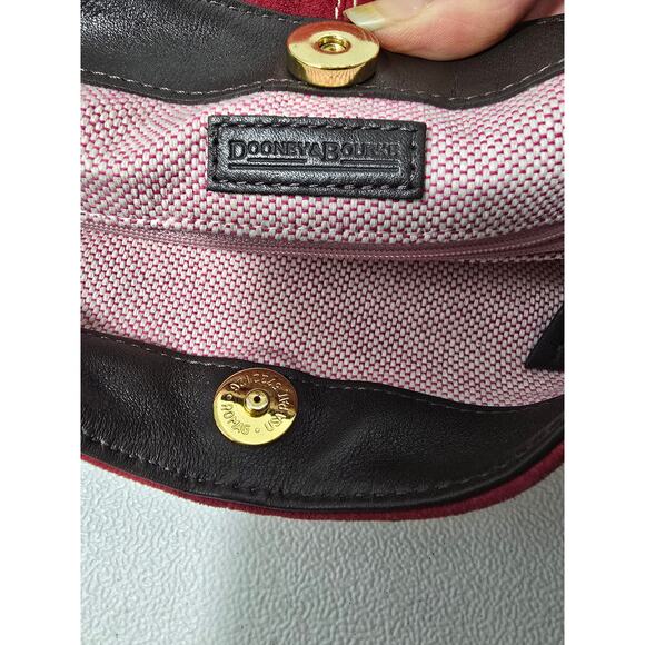 Dooney & Bourke Suede Hobo/Shoulder Handbag Purse Red Satchel Leather Strap - Picture 10 of 15